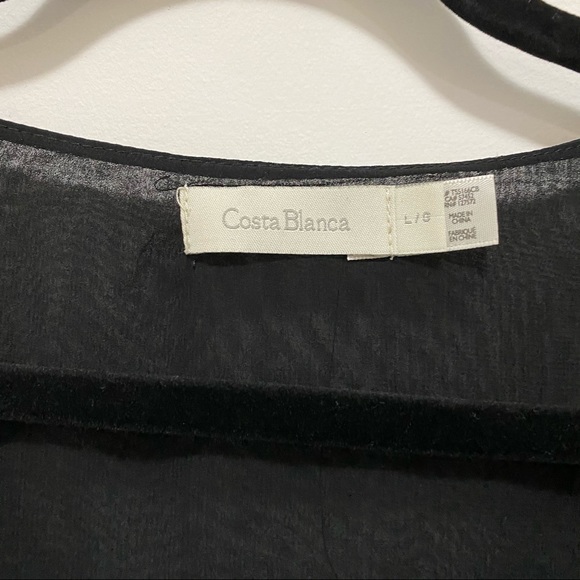🛍3/$45 Costa Blanca Sheer Black Blouse - Picture 6 of 6